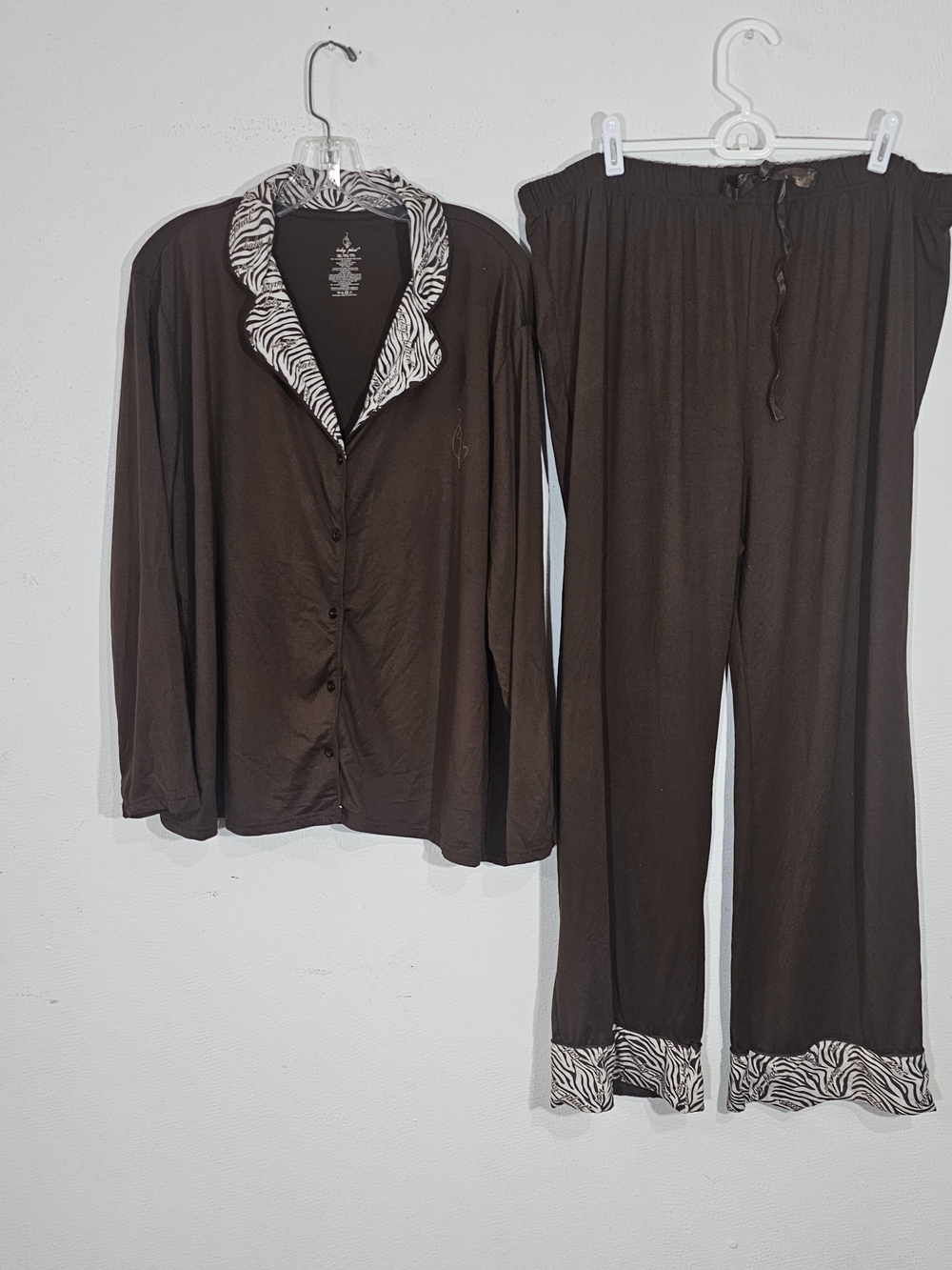 Baby Phat Pajama Set Womens Top 2XL Pants 3XL Brown Zebra Print Y2K Sleepwear